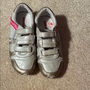 Diesel Kids Sneakers - Gray and Pink Velcro